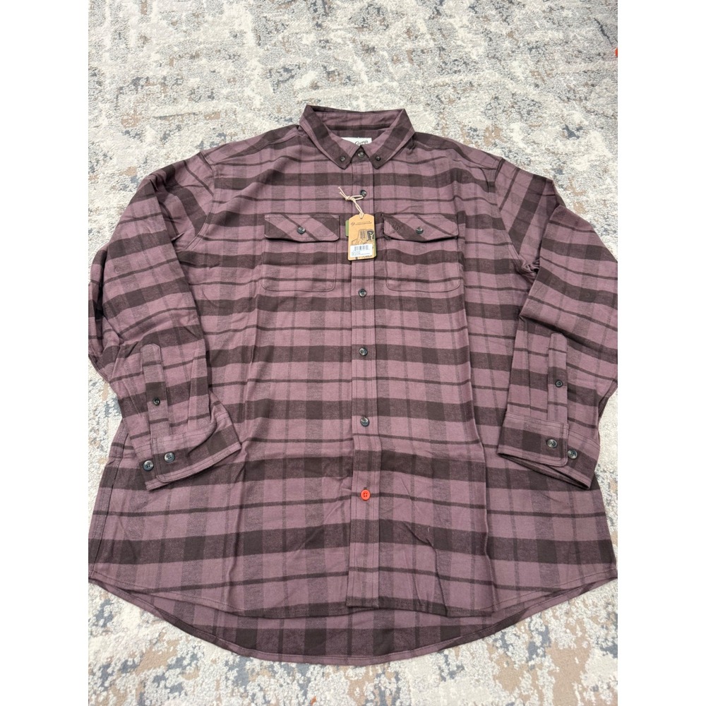Duck Camp Mens CS300 Camp Shirt Dust Brown Plaid Stretch Cotton Button Down 2XL